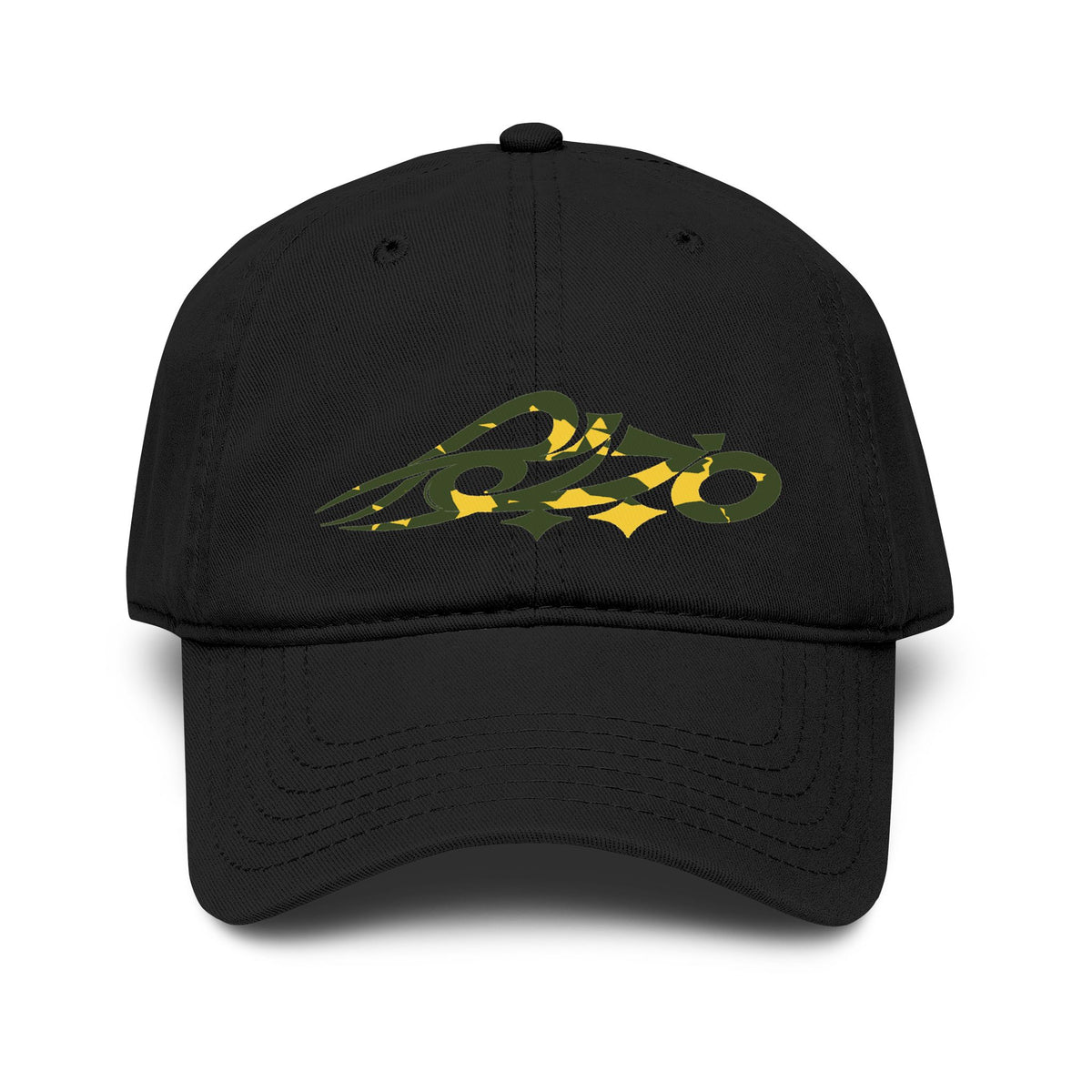 MAJBWR - Washed Camo Baseball Cap — Low-Profile (Black & Yellow)