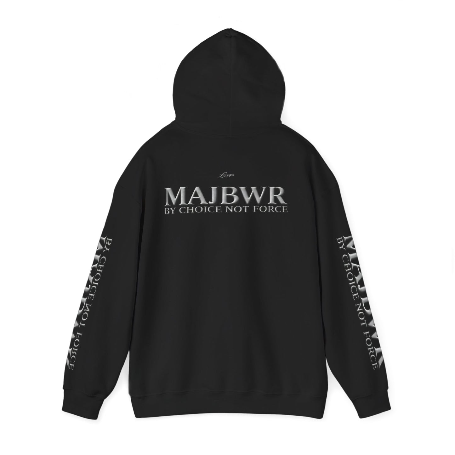 MAJBWR - Arabic Script Hoodie – 'By Choice Not Force' Black Pullover