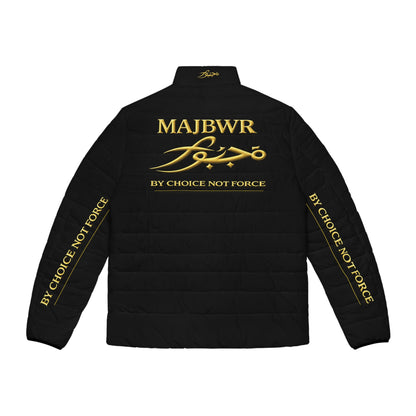 MAJBWR - Gold Script Puffer Jacket — "By Choice Not Force" Insulated Jacket Limited Edition