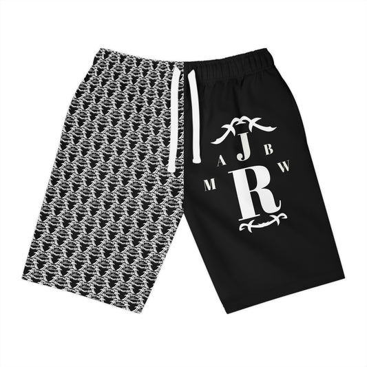 MAJBWR -  Athletic Long Shorts — Black & White Patterned AOP Performance Shorts