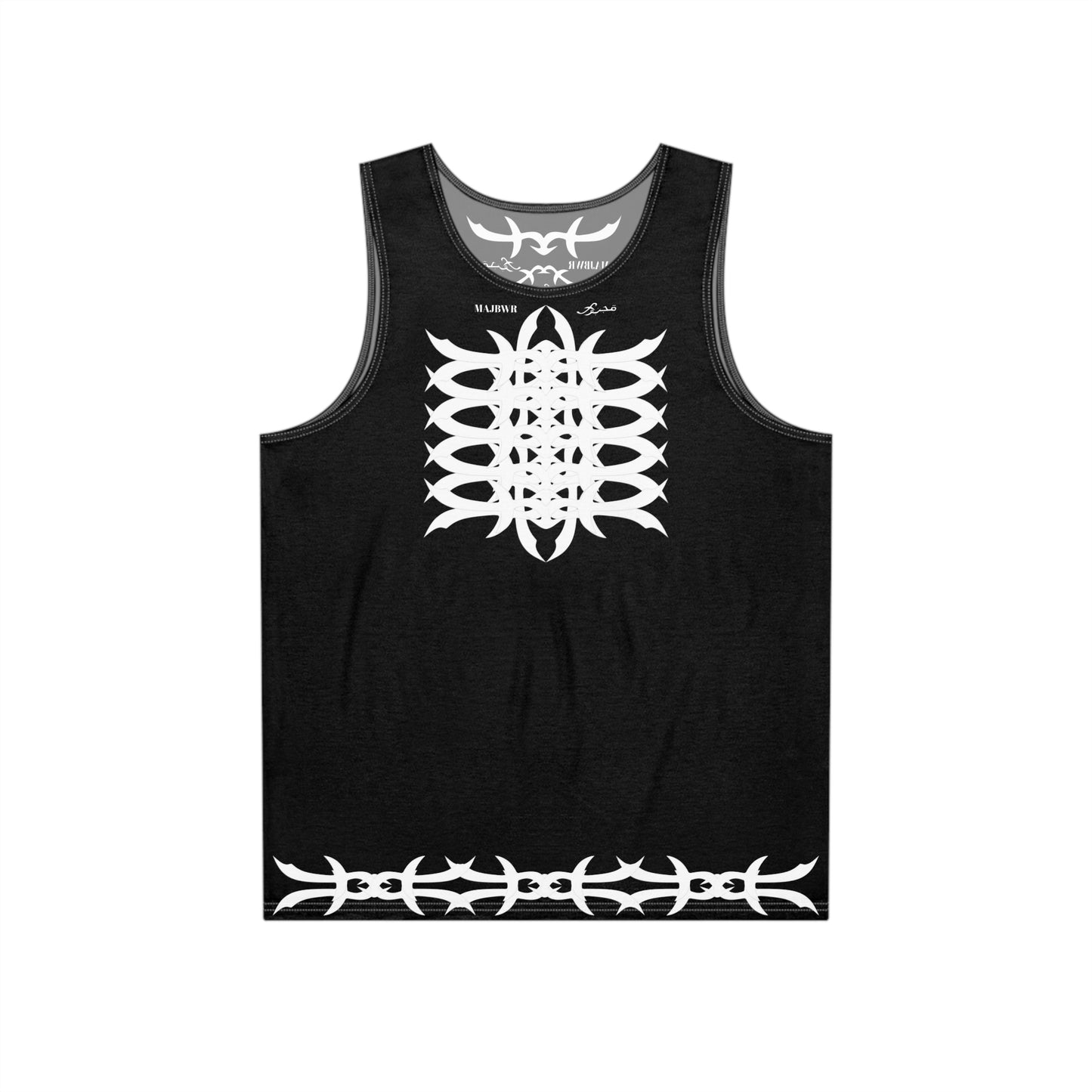 MAJBWR - Men's Tank Top — Black Tribal Barbed Wire Graphic "MAJBR" All-Over Print