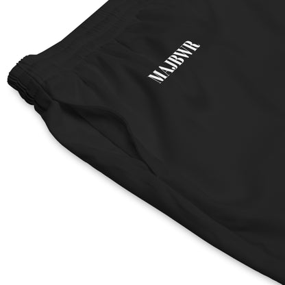 MAJBWR - Men's Black Anchor Crest Beach Shorts — Nautical Left Right Swim Trunks