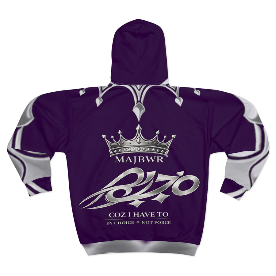 MAJBWR - Purple Ghost Crown Zip Hoodie —  Designer All-Over Print
