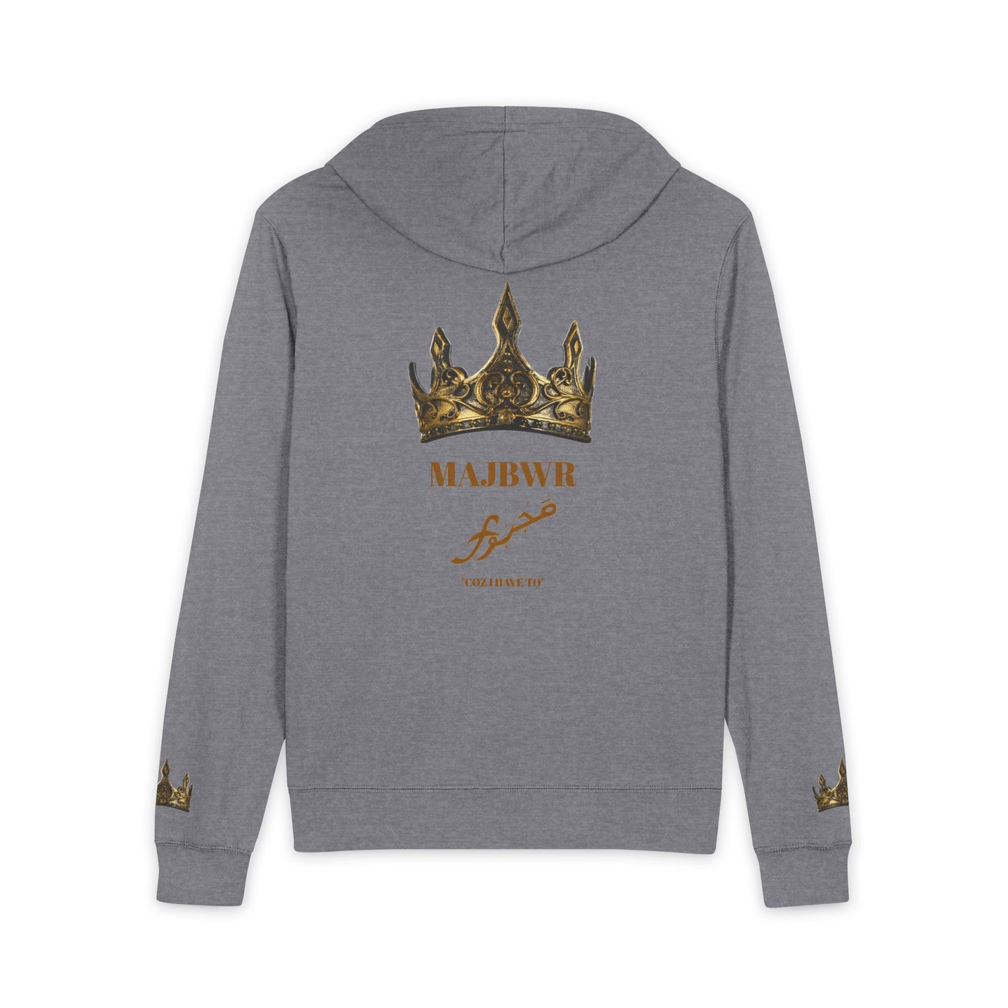 MAJBWR - Crown Majesty Full-Zip Hoodie — Gold Crown Graphic Zip-Up