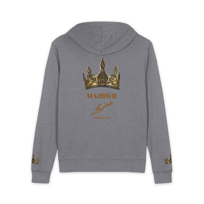 MAJBWR - Crown Majesty Full-Zip Hoodie — Gold Crown Graphic Zip-Up