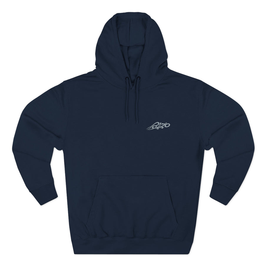 MAJBWR - Minimal Script Embroidered Fleece Hoodie — Black/Navy Pullover