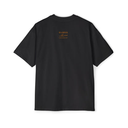 MAJBWR - Oversized Gold Arabic Script Black T‑Shirt for Men