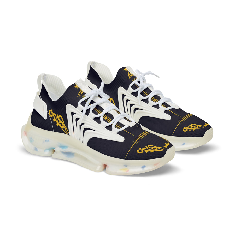 MAJBWR - Men's Mesh Sneakers — Deep Dark Blue & Gold Athletic