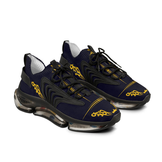 MAJBWR - Men's Mesh Sneakers — Deep Dark Blue & Gold Athletic