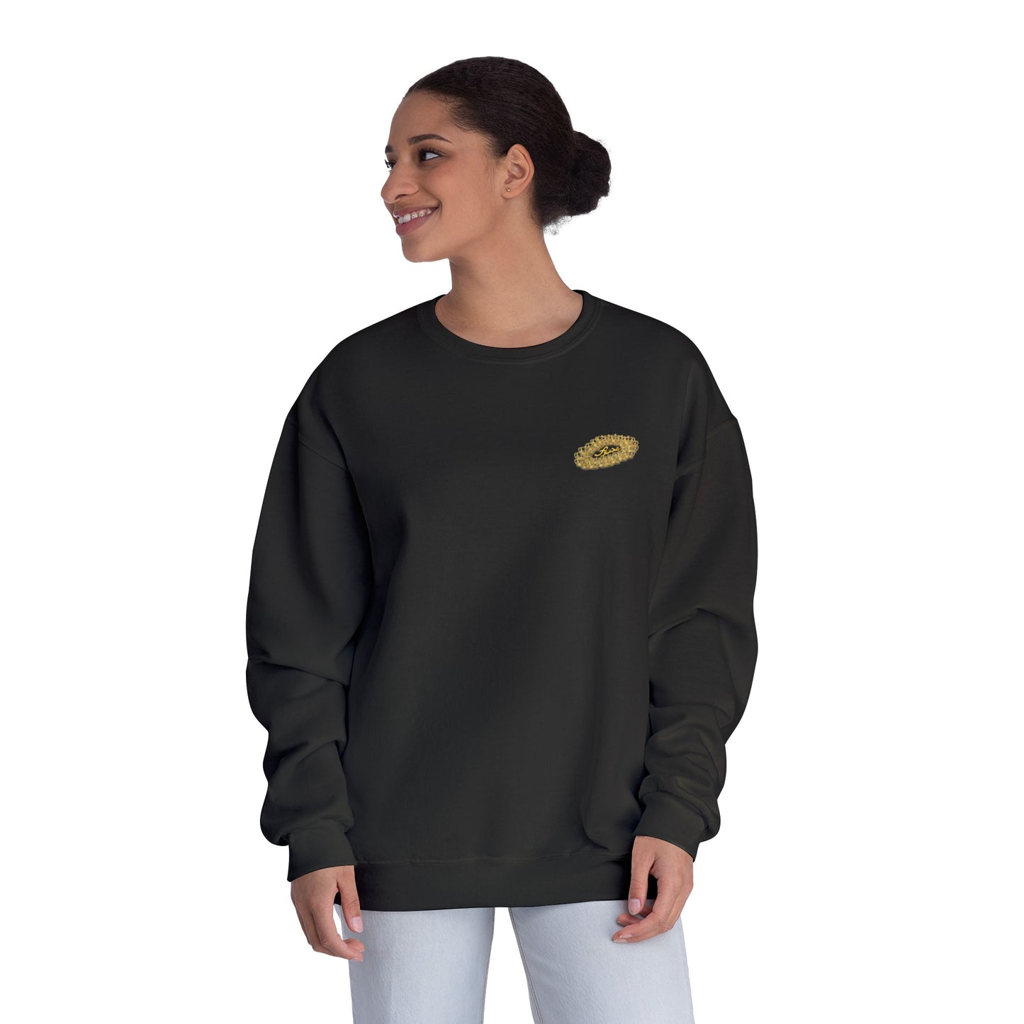 MAJBWR - Gold Crown Crewneck Sweatshirt — Arabic Script Graphic