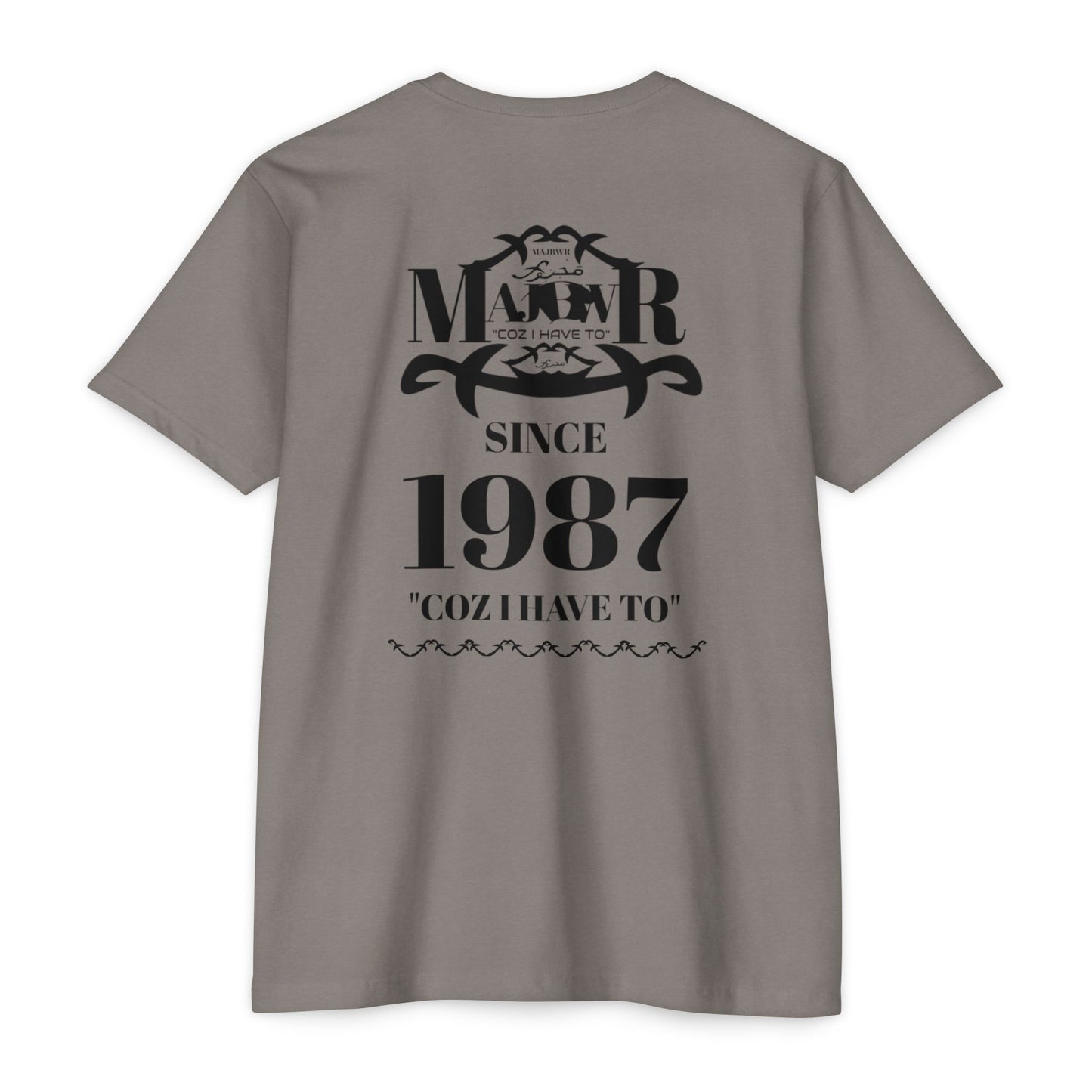 MAJBWR - Scripted Crest T‑Shirt — Minimalist Monogram Logo Tee