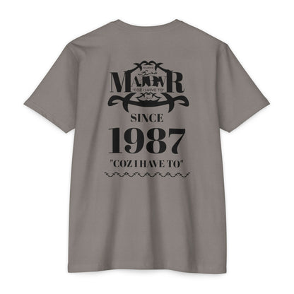 MAJBWR - Scripted Crest T‑Shirt — Minimalist Monogram Logo Tee