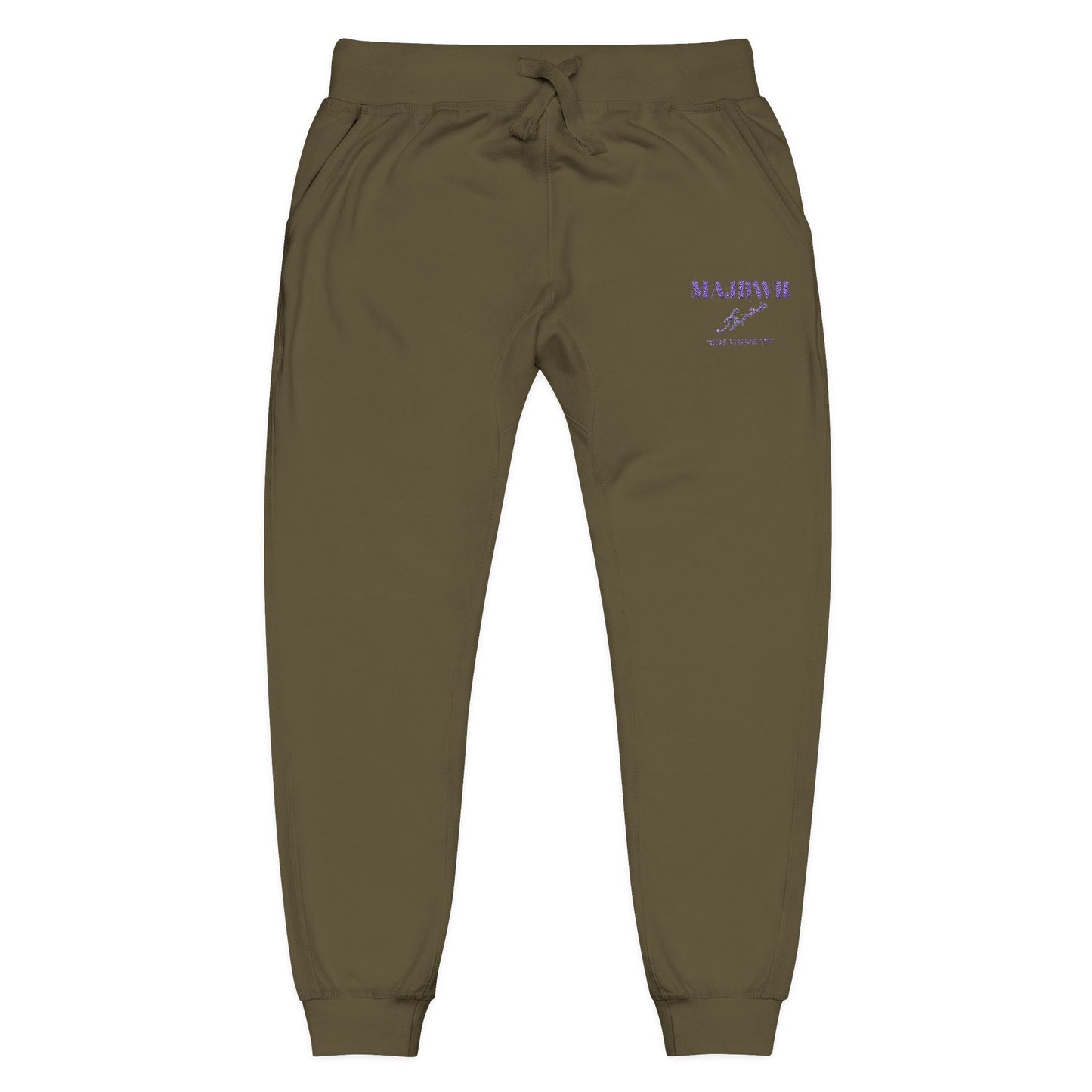 MAJBWR - Embroidered Coral Fleece Sweatpants — Relaxed Joggers with Small Script Accent