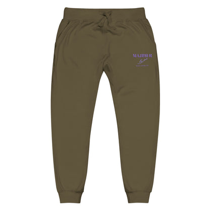 MAJBWR - Embroidered Coral Fleece Sweatpants — Relaxed Joggers with Small Script Accent