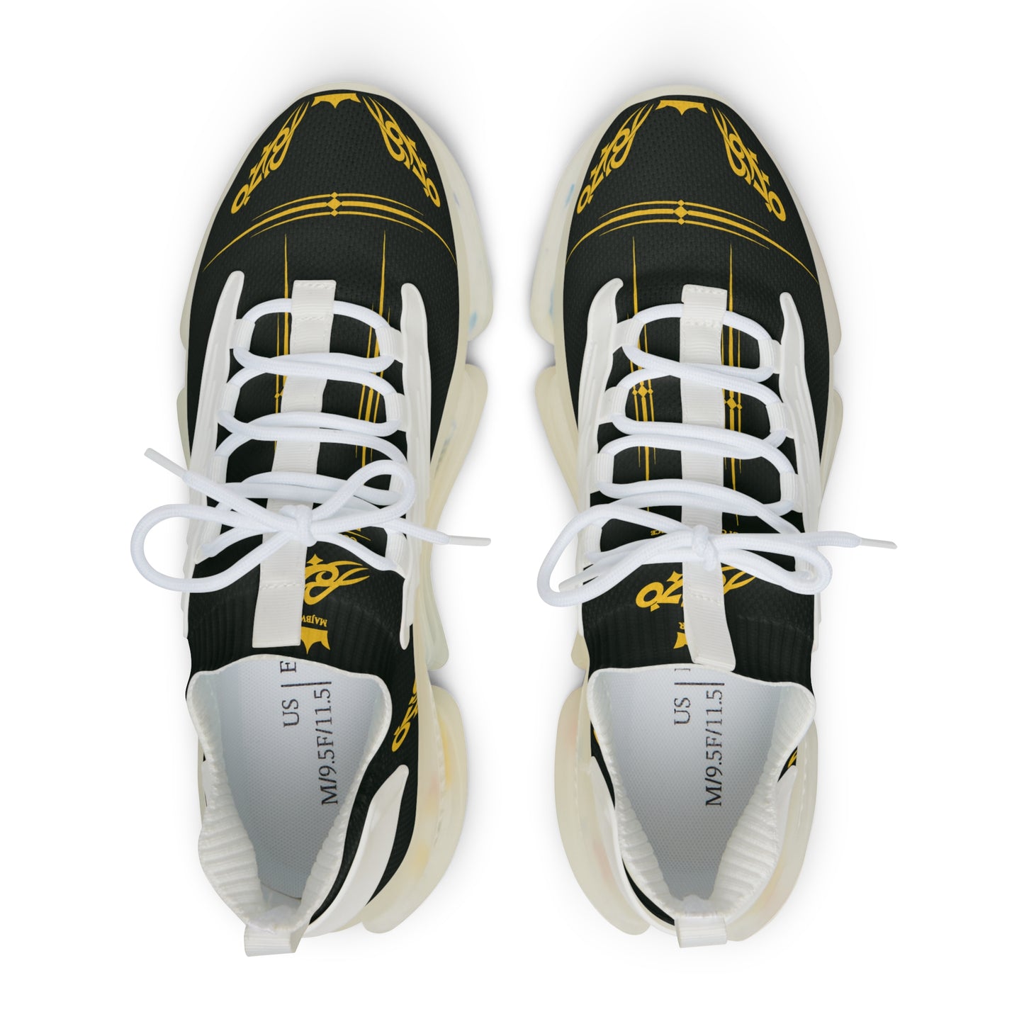MAJBWR - Men's Mesh Sneakers — Deep Dark Green & Gold Athletic