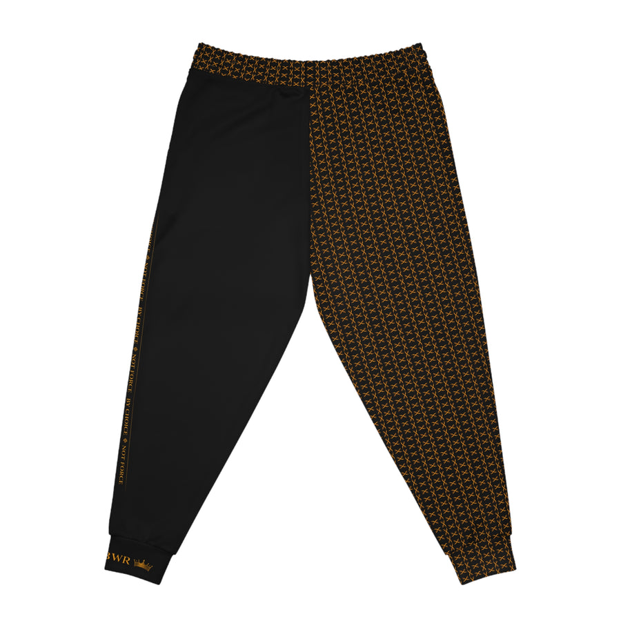 MAJBWR - Crossed Sword Athletic Joggers —  Black & Amber Gold Lmtd Edtn.