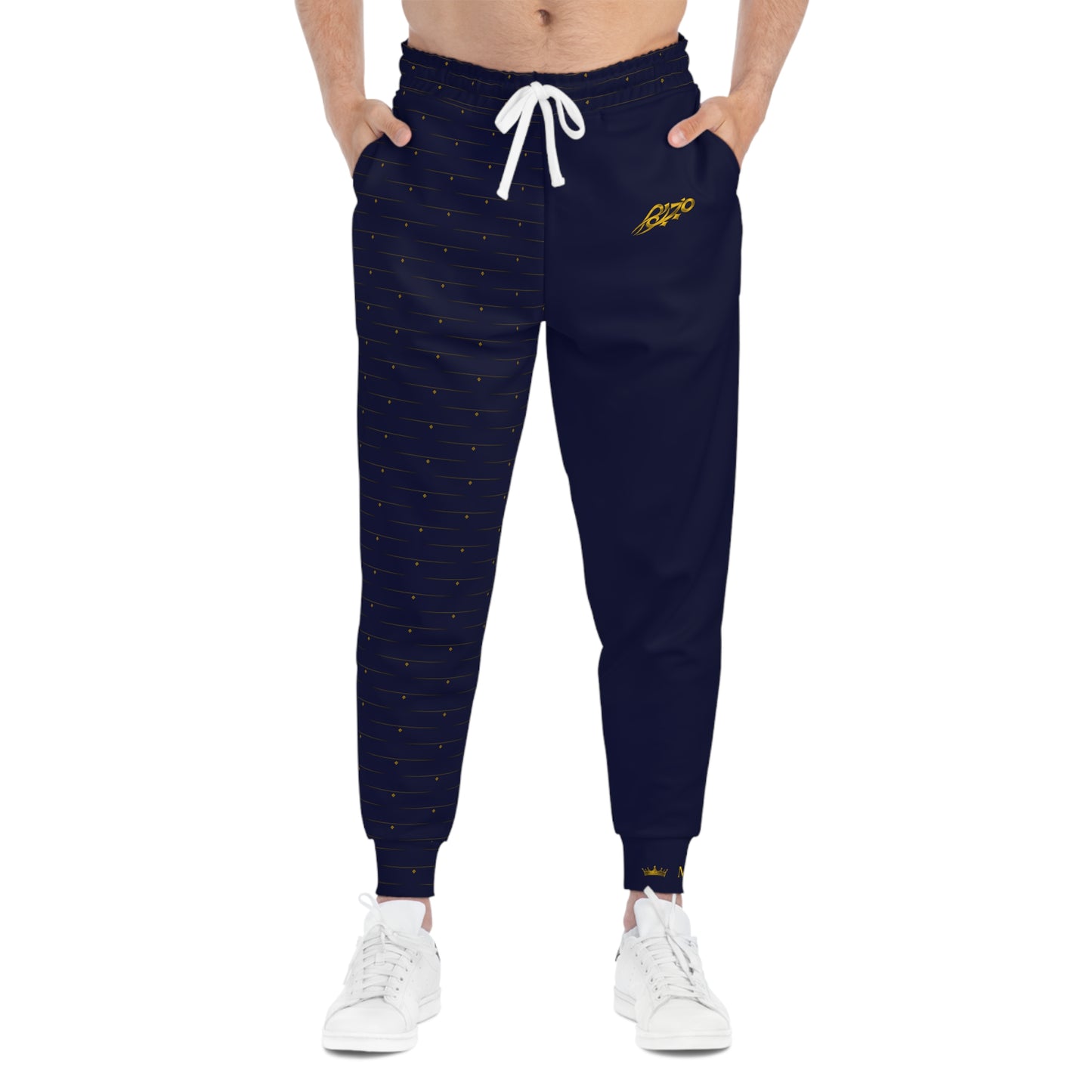 MAJBWR - Navy Athletic Joggers with Gold Crown Logo — Diamond Edition