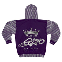 MAJBWR - Purple Ghost White Crown Graphic Zip-Up Hoodie