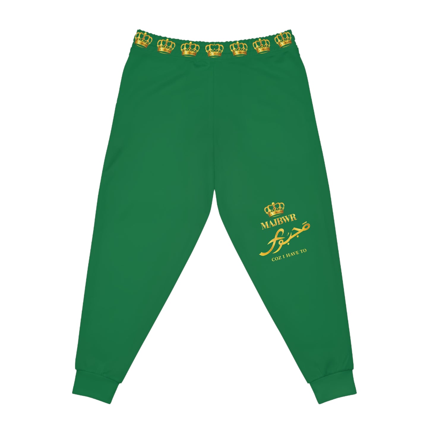 Royal Script Athletic Joggers — Green & Gold AOP