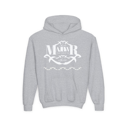 MAJBWR - Youth Hoodie — Monogram R Crest Design (Personalized Initial R, Decorative Scroll)