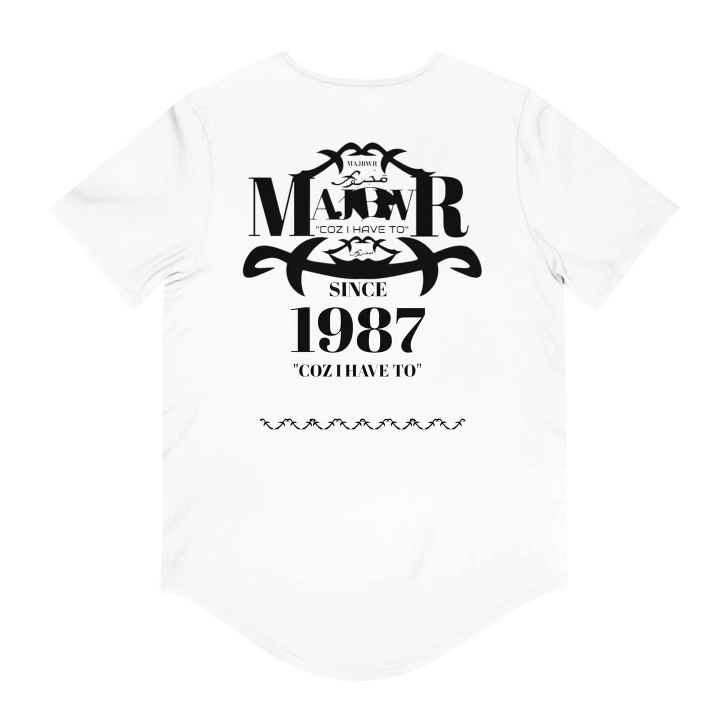 MAJBWR - Men's Curved Hem Tee - 'Major Since 1987' Graphic T-Shirt