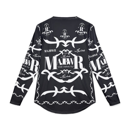 MAJBWR - Men's UV Long Sleeve Shirt — Black Arabic Calligraphy All-Over Print