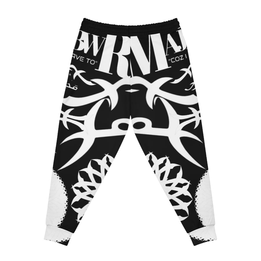 MAJBWR -Omar Turbine Tribal Logo Athletic Joggers — Black Graphic Streetwear Sweatpants