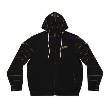 MAJBWR - Black Designer Gold Diamond Crown Full-Zip Hoodie