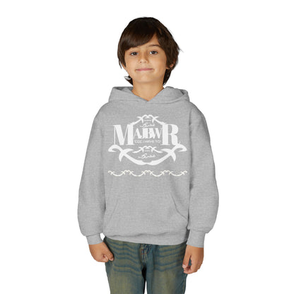 MAJBWR - Youth Hoodie — Monogram R Crest Design (Personalized Initial R, Decorative Scroll)