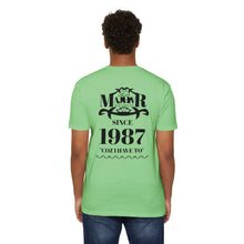 MAJBWR - Scripted Crest T‑Shirt — Minimalist Monogram Logo Tee