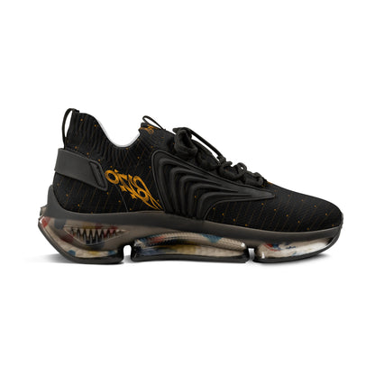 MAJBWR - Men's Crown Black & Gold Mesh Sneakers — Diamond Edition