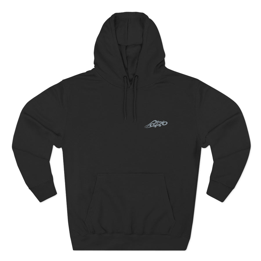 MAJBWR - Minimal Script Embroidered Fleece Hoodie — Black/Navy Pullover