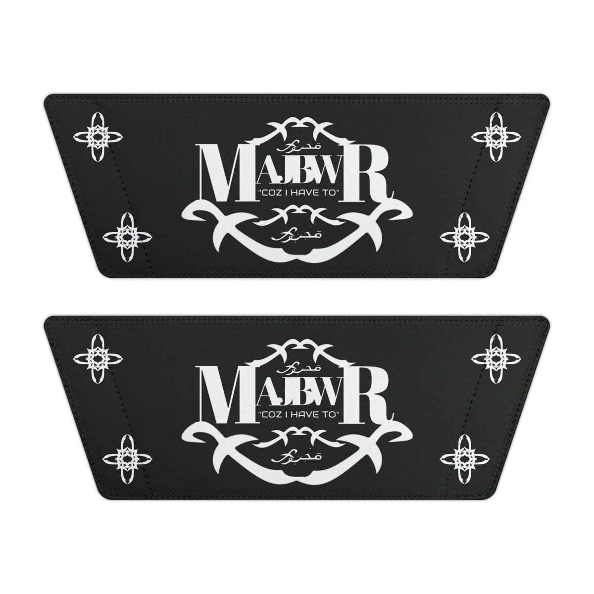 MAJBWR - Men's Graphic Slide Sandals — Black Script Logo Removable-Strap Pool Slides