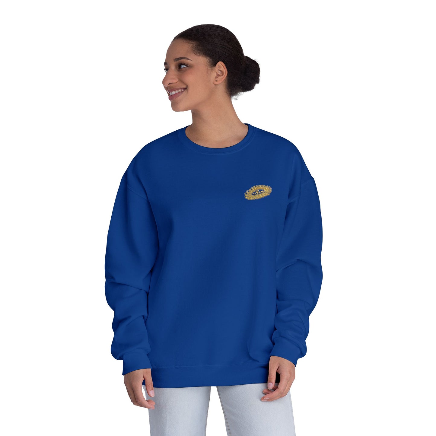 MAJBWR - Gold Crown Crewneck Sweatshirt — Arabic Script Graphic