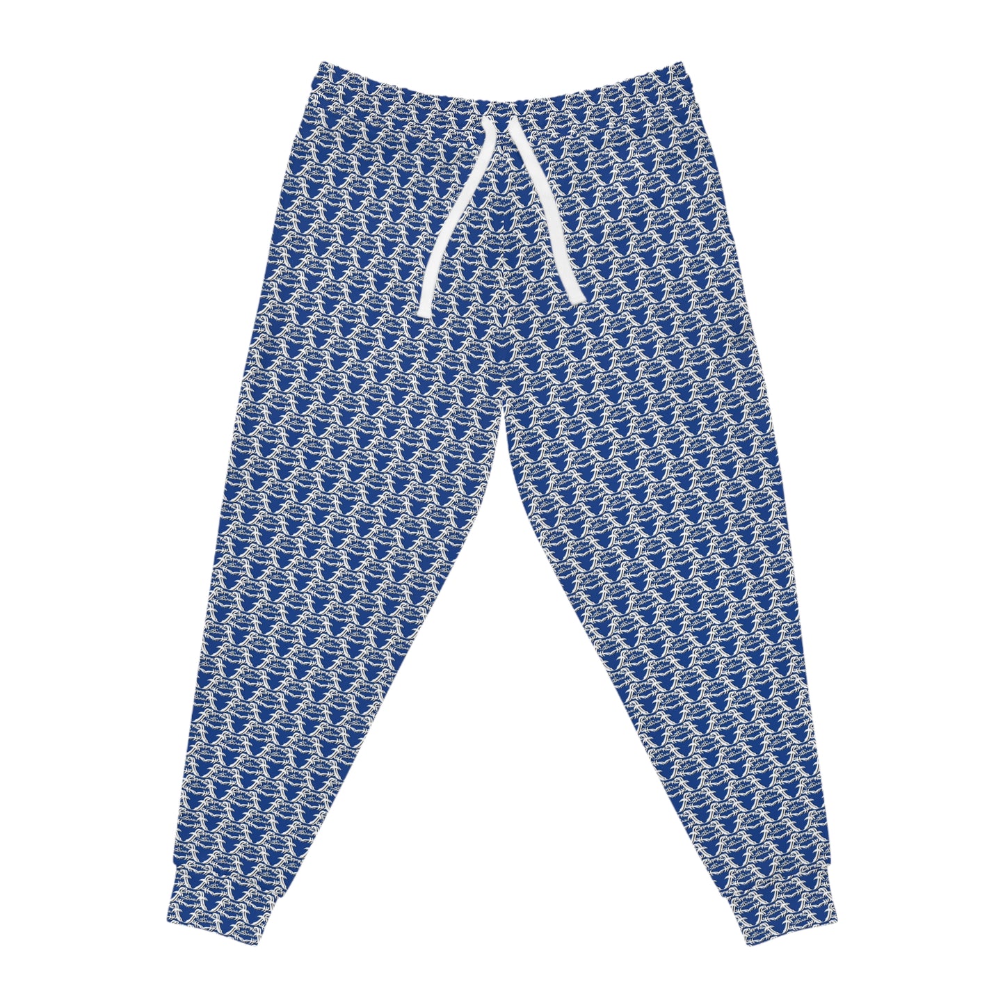 Blue & White MAJBWR Athletic Joggers — All-Over Print