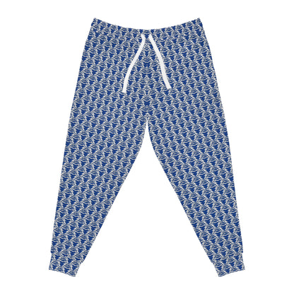Blue & White MAJBWR Athletic Joggers — All-Over Print