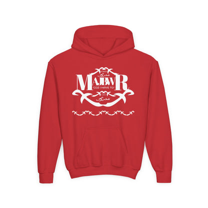 MAJBWR - Youth Hoodie — Monogram R Crest Design (Personalized Initial R, Decorative Scroll)