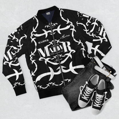 MAJBWR - Men's Black Barbed Wire Bomber Jacket – 'MALWR' Graphic Streetwear