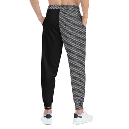 MAJBWR- Black Athletic Joggers —  Ghost White Crown 2 Face
