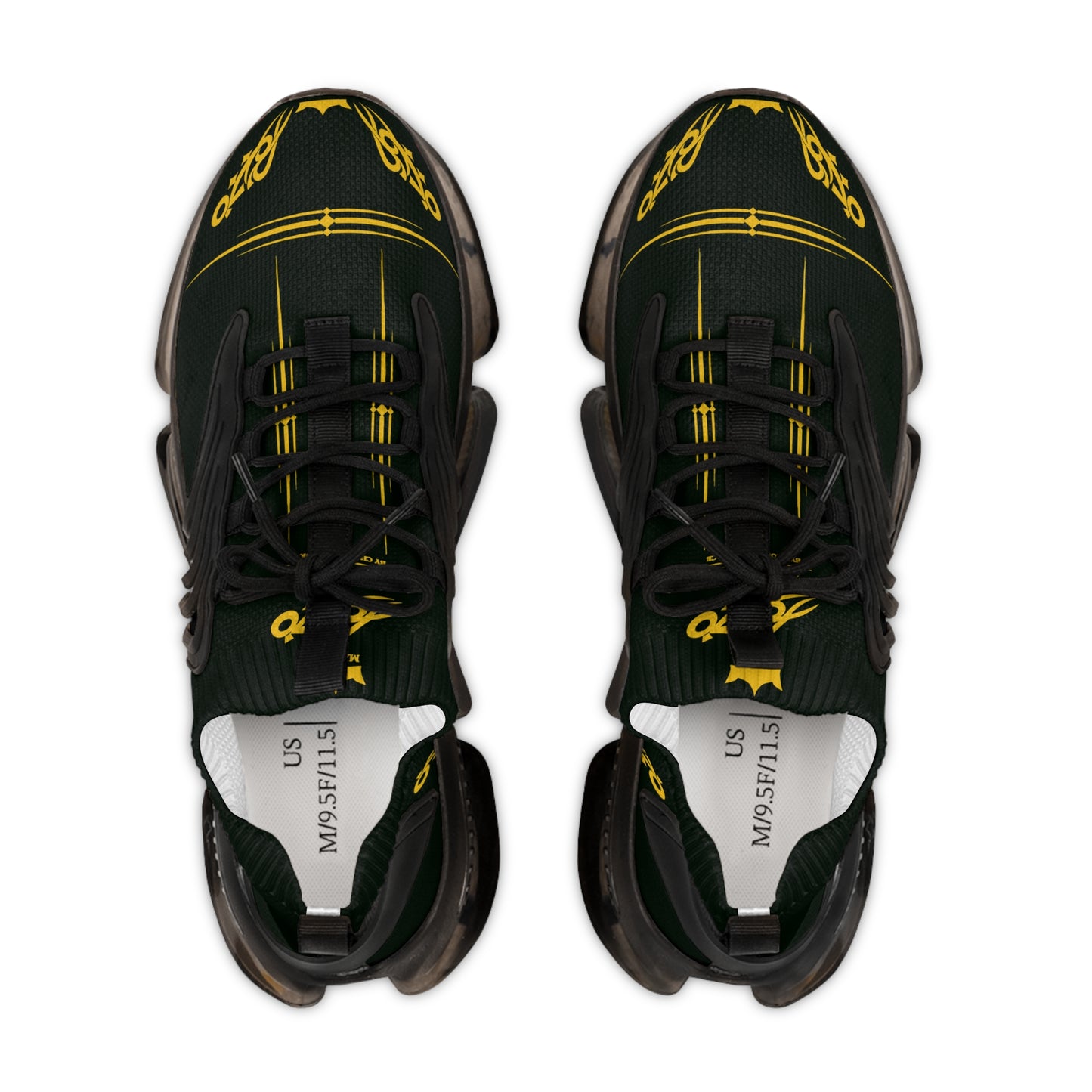 MAJBWR - Men's Mesh Sneakers — Deep Dark Green & Gold Athletic