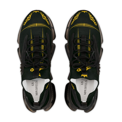 MAJBWR - Men's Mesh Sneakers — Deep Dark Green & Gold Athletic