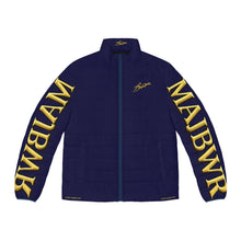 MAJBWR - Blue Gold Script Puffer Jacket — "By Choice Not Force" Insulated Jacket Limited Edition