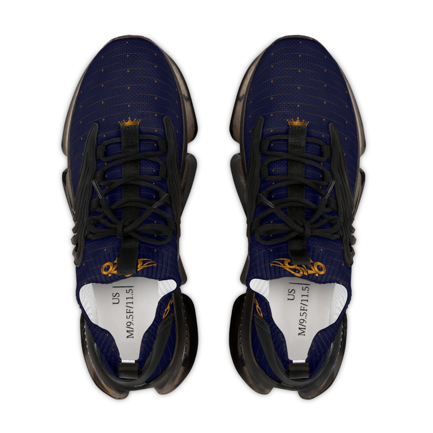 MAJBWR - Men's Crown Royal Navy & Gold Mesh Sneakers — Diamond Edition