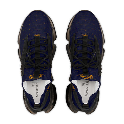 MAJBWR - Men's Crown Royal Navy & Gold Mesh Sneakers — Diamond Edition