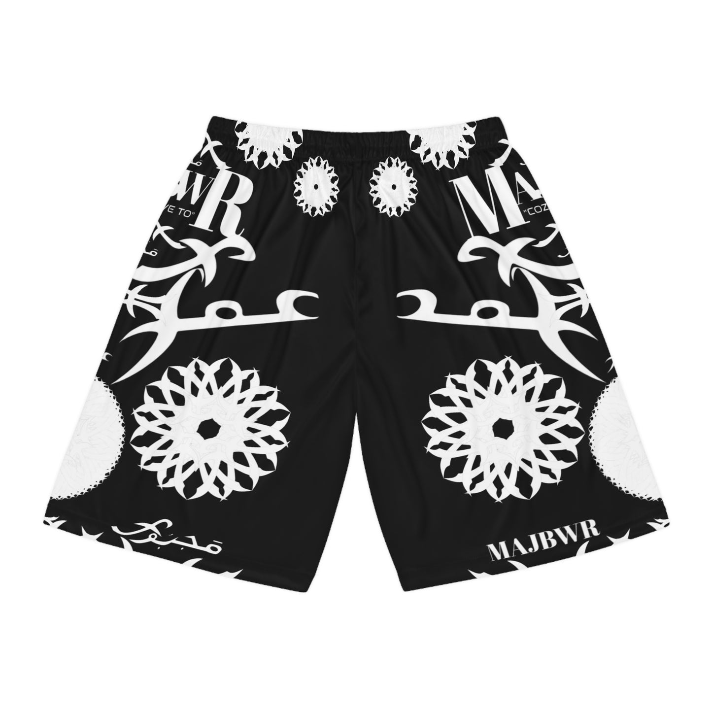 MAJBWR - Black AOP Turbine Omar Basketball Shorts