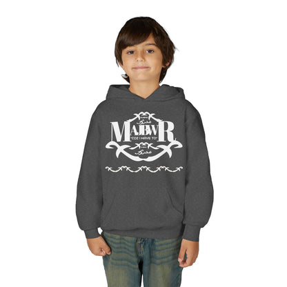 MAJBWR - Youth Hoodie — Monogram R Crest Design (Personalized Initial R, Decorative Scroll)