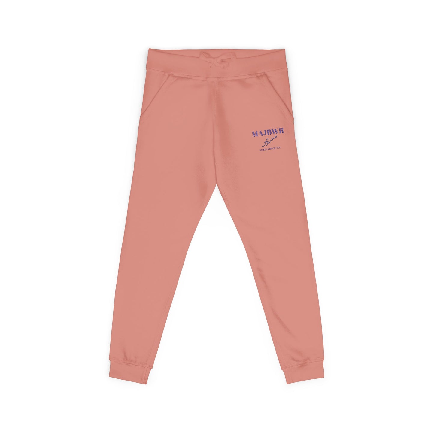 MAJBWR - Embroidered Coral Fleece Sweatpants — Relaxed Joggers with Small Script Accent
