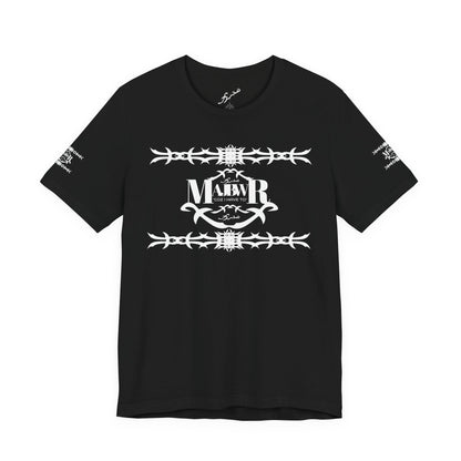 MAJBWR - AOP Shefnek Arabic Script Barbed Wire Tee — 'مجبور' Graphic T‑Shirt