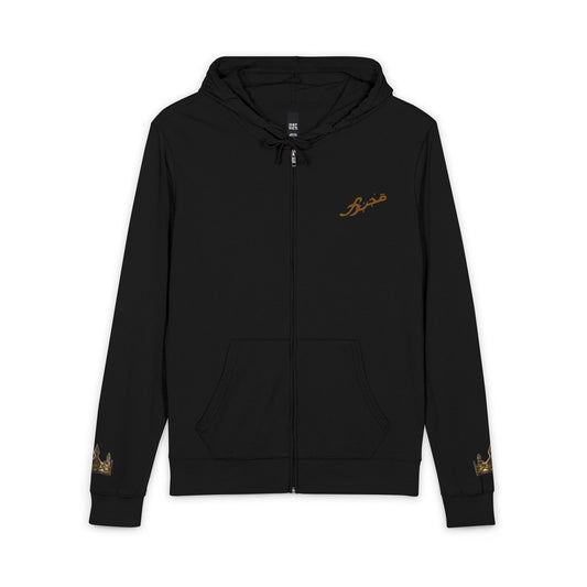 MAJBWR - Crown Majesty Full-Zip Hoodie — Gold Crown Graphic Zip-Up