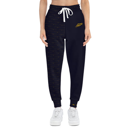 MAJBWR - Deep Dark Blue Athletic Joggers — Diamond Edition with Gold Crown Logo